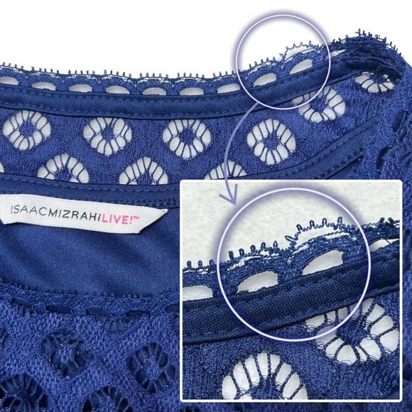 Isaac Mizrahi Dress Stretch Lace Sheath Short Sleeve Navy Blue US Medium M - Picture 8 of 16